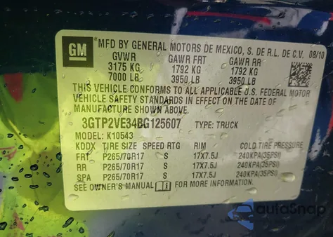 2011 GMC Sierra 1500 Sle z USA, uszkodzony, nr VIN 3GTP2VE34BG125607